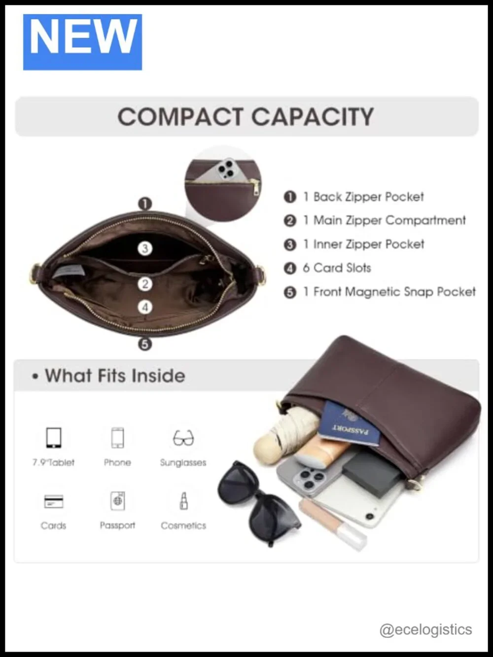 Genuine Leather Crossbody Bag for Women Small Purse with Detachable Straps